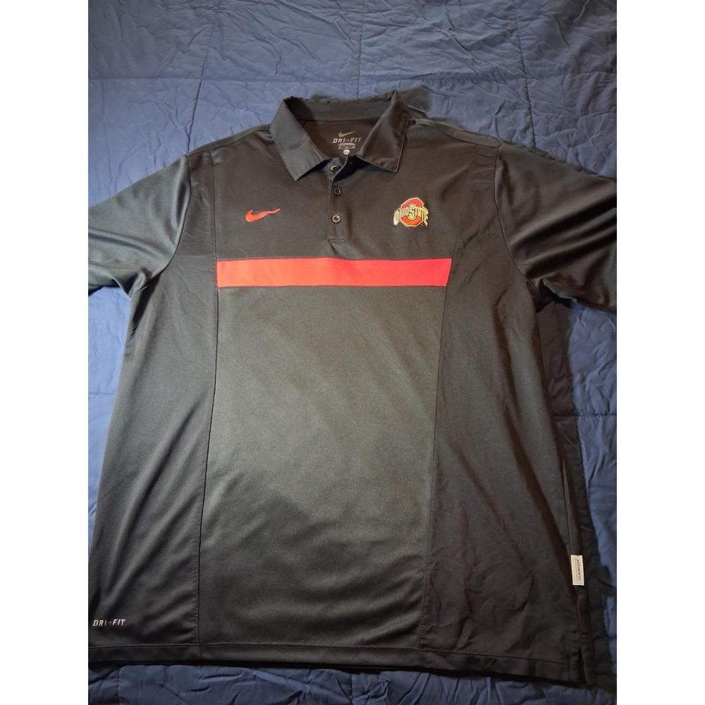 Nike Dri-Fit Ohio State Buckeyes Polo Shirtโ Mens XL Black Dri Fit Performance